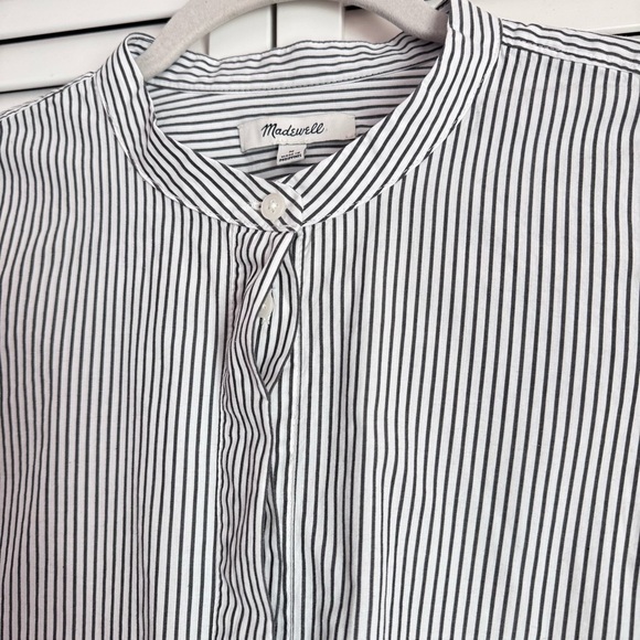 Madewell Lakeside Peplum Cotton Striped Button Down Shirt Top Size Medium - Picture 4 of 10
